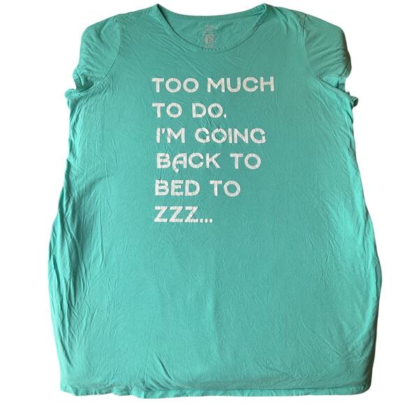 Secret Treasures Women Sleepwear Dress size 2X/3X (20w-24w) Im Back To Bed Green - Picture 1 of 7